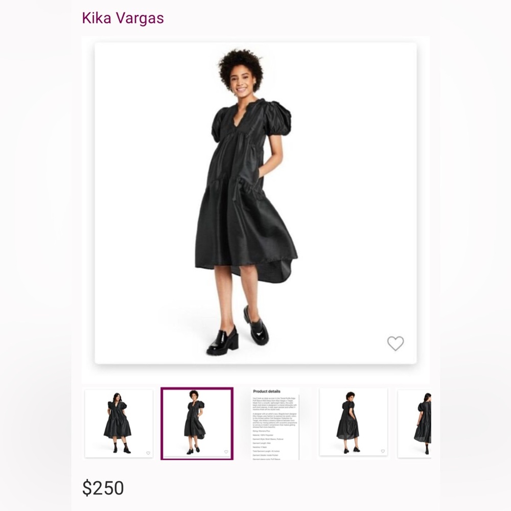 Kika Vargas Black High Low Dress with Puff Sleeves, size XS, can fit size S too - Picture 3 of 6